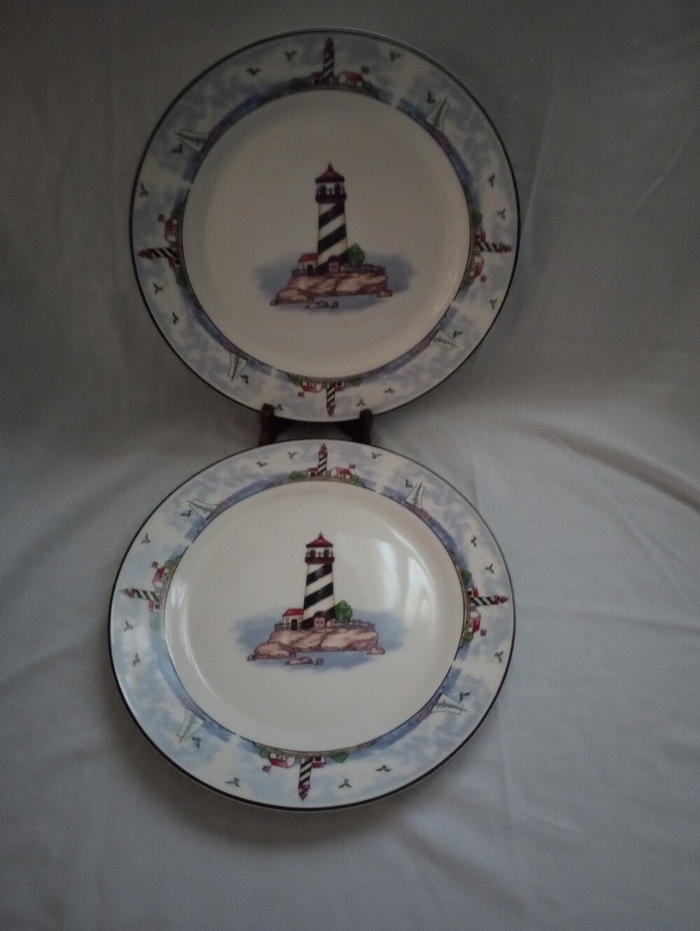 Coastal Lighthouse Stoneware By Totally Today 10.5" Dinner Plates - Set Of 2